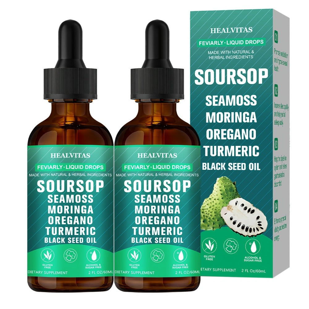 Soursop Bitters Liquid Drops 10-in-1 with Sea Moss Ashwagandha Moringa Turmeric Black Seed Oil — image 4