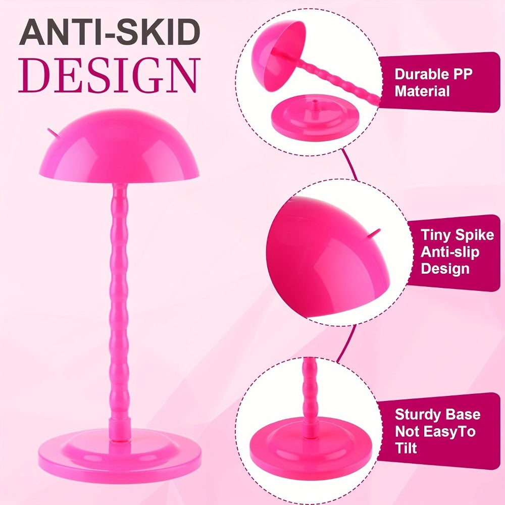 Portable Wig Stand Set, Eight 13.8-Inch Detachable Holders in White, Rose Red or Black for Display — image 6