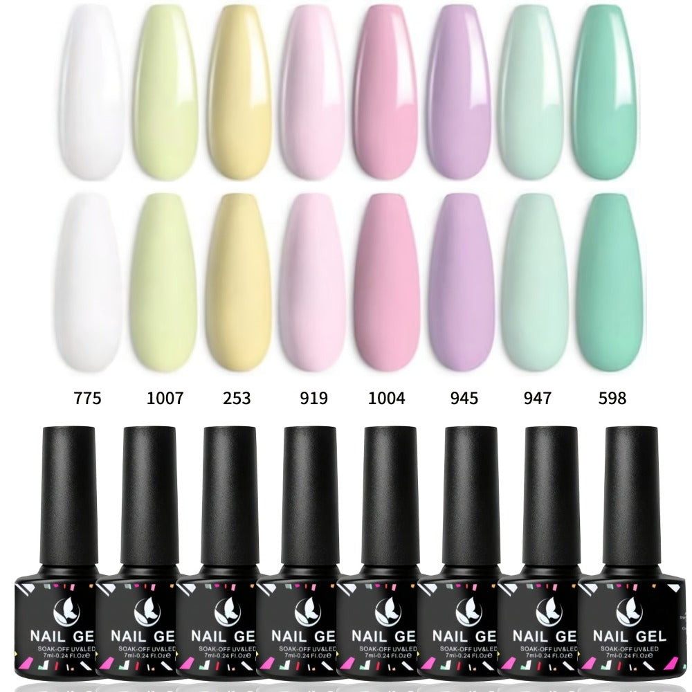 Gel Nail Polish 8-Color Rhapsody Pastel Set with Soft Muted Tones for All-Season UV/LED Soak-Off Nail Art — image 1