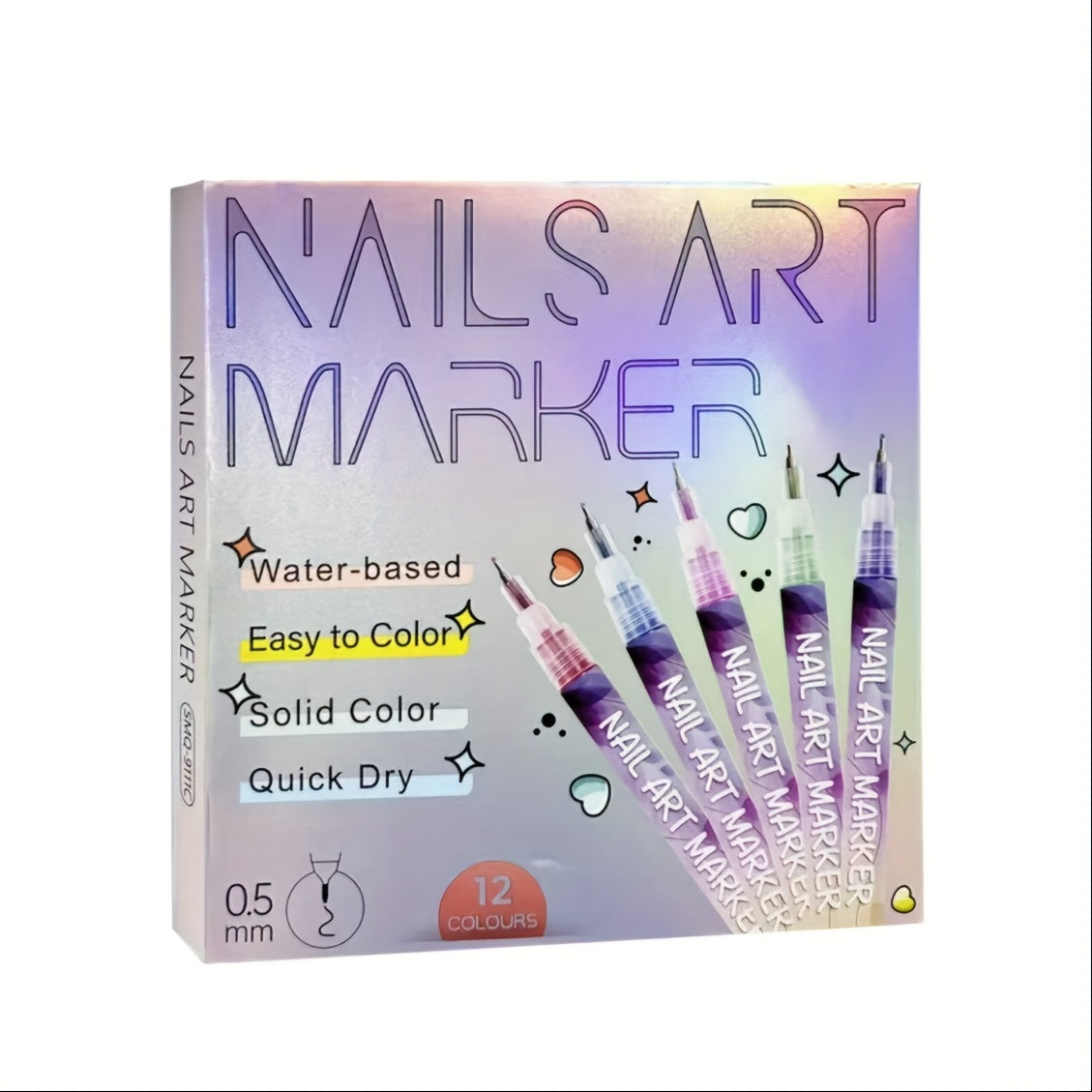 Nail Art Pens Set 12 Colors Quick Dry 3D Doodle Dot Stitching Nail Art Pen Kit – DIY Nail Design Tools — image 19