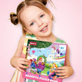 Magnetic Puzzle Book for Girls 3 4 5 6, 3-in-1 Unicorn Mermaid Princess Travel Puzzles, 20 Pieces Folding Magnetic Jigsaw for