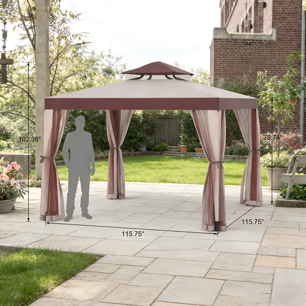 Gazebo Tent 10x10 FT Mosquito Netting Quick Setup Outdoor Canopy for Garden, Yard and Pest Management — image 7