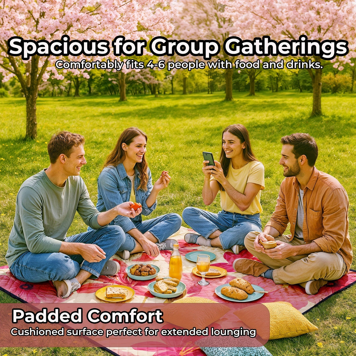 Large Padded Picnic Blanket with Roll-Up Carry Straps and Five Evidence-Bound Pattern Options — image 11