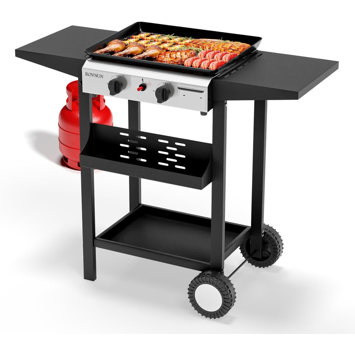 Flat Top Griddle Propane Tabletop 2 or 4 Burner, 20000 BTU Portable Gas Grill with Nonstick Enamel Tray — image 14