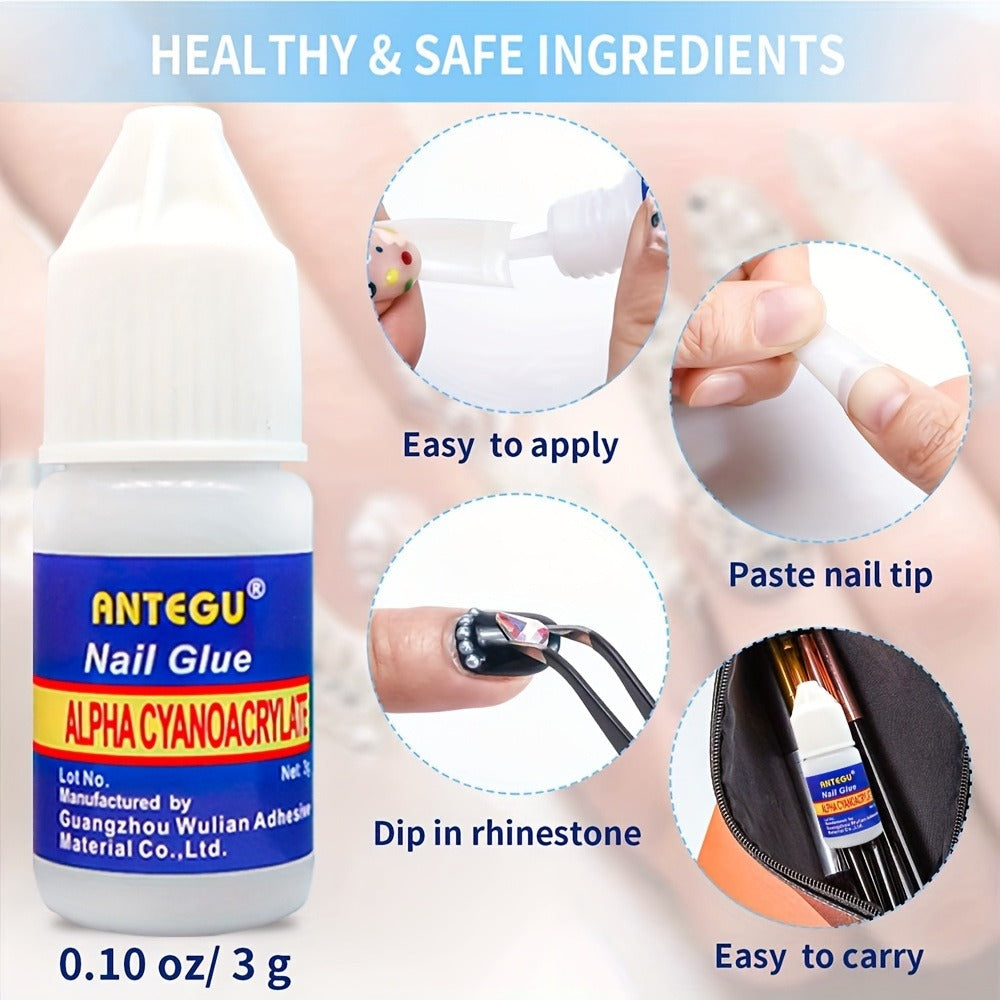 Nail Glue Set, ANTEGU 20 Pointed-Nozzle Bottles for Press-On Nails, Nail Tips, Rhinestones and Nail Repair — image 2