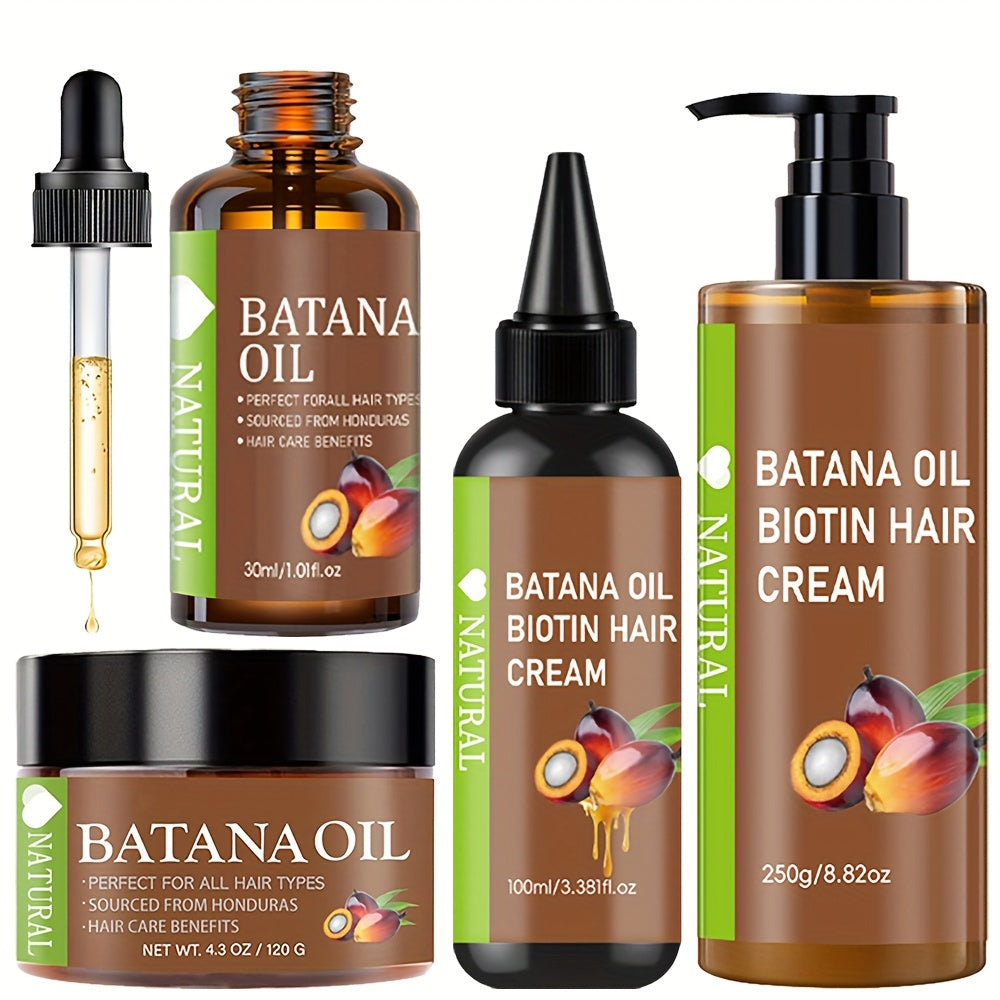 Four-Piece Batana Hair Care Set with Coordinated Oil and Cream Containers in Assorted Sizes — image 7