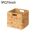 Storage Baskets, Foldable Water Hyacinth Cube with Handles, 11 x 11-Inch, 1- to 4-Pack Options — image 4
