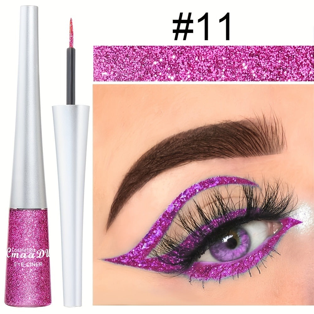 Glitter Liquid Eyeliner Set 16 Colors Waterproof Shimmer Metallic Eye Liner Pen Kit – Long-Lasting Smudge-Proof Sparkle Eye M