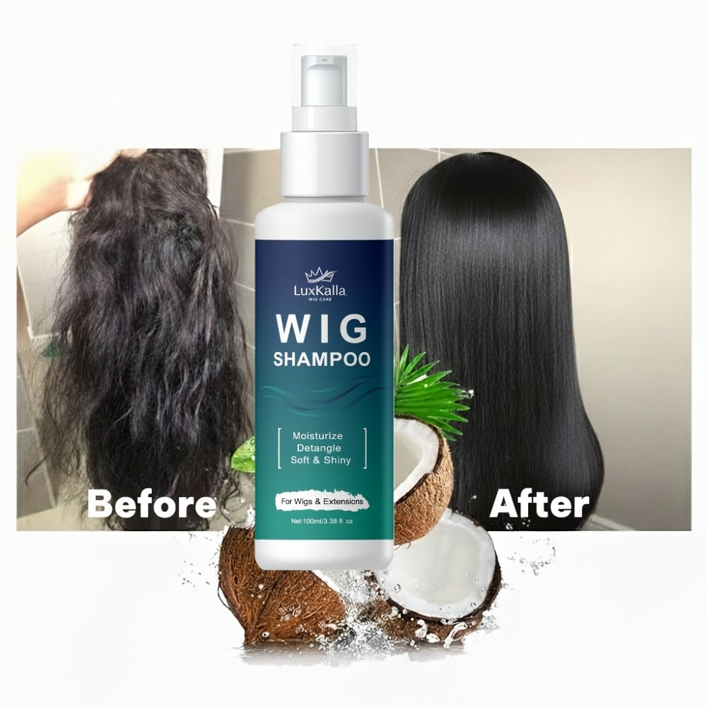 Synthetic Hair Shampoo 2-in-1 Deep Cleansing Revitalizing Detangling, Soak & Rinse Formula for Wigs Hair Extensions Braids — 