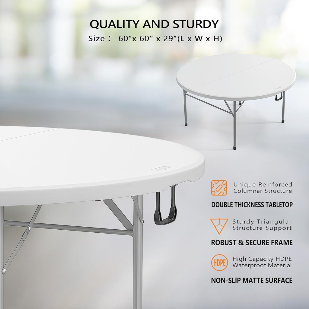 Round Bi-Fold Table in 4-Foot or 5-Foot Diameter with One-, Two- or Four-Table Pack Options — image 8