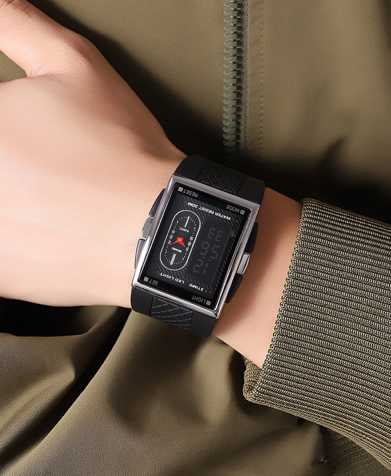 Simple Student Youth Fashion Trend Double Display Multi-functional Sports Waterproof Electronic Watch