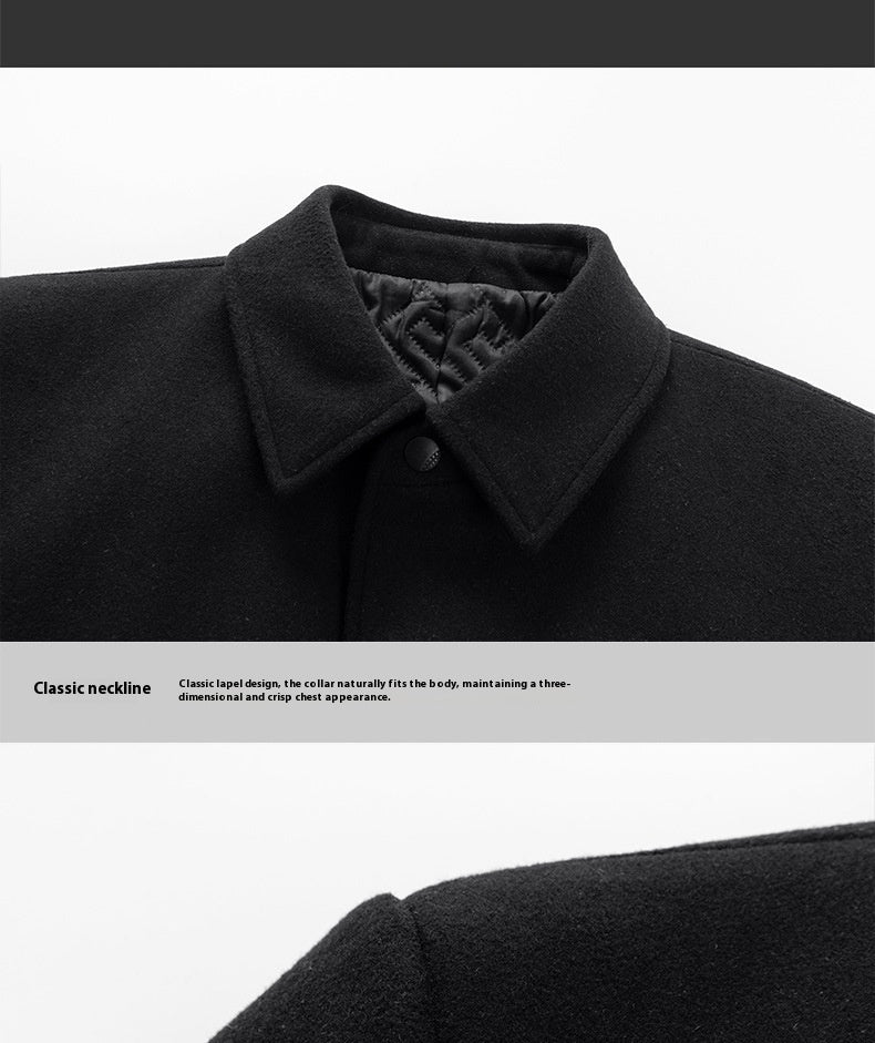 Lapel New Middle-aged Men Coat Woolen Coat