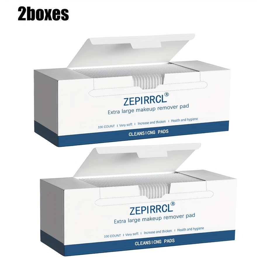 Disposable Square Cleansing Pads 200pcs (2 Boxes x 100) Extra Thick Soft Wet & Dry Facial Pads for Daily Skincare Makeup Remo