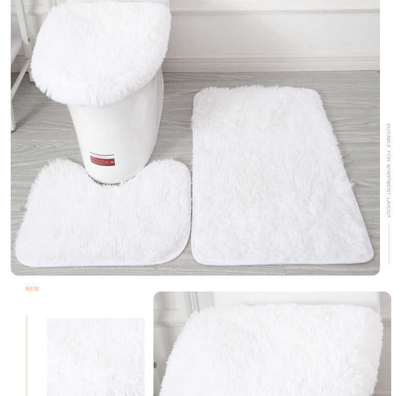 Modern Simple Style Solid Color Toilet Bath Bathroom Three Piece Combination Toilet Floor Mat Household Cross Border Supply