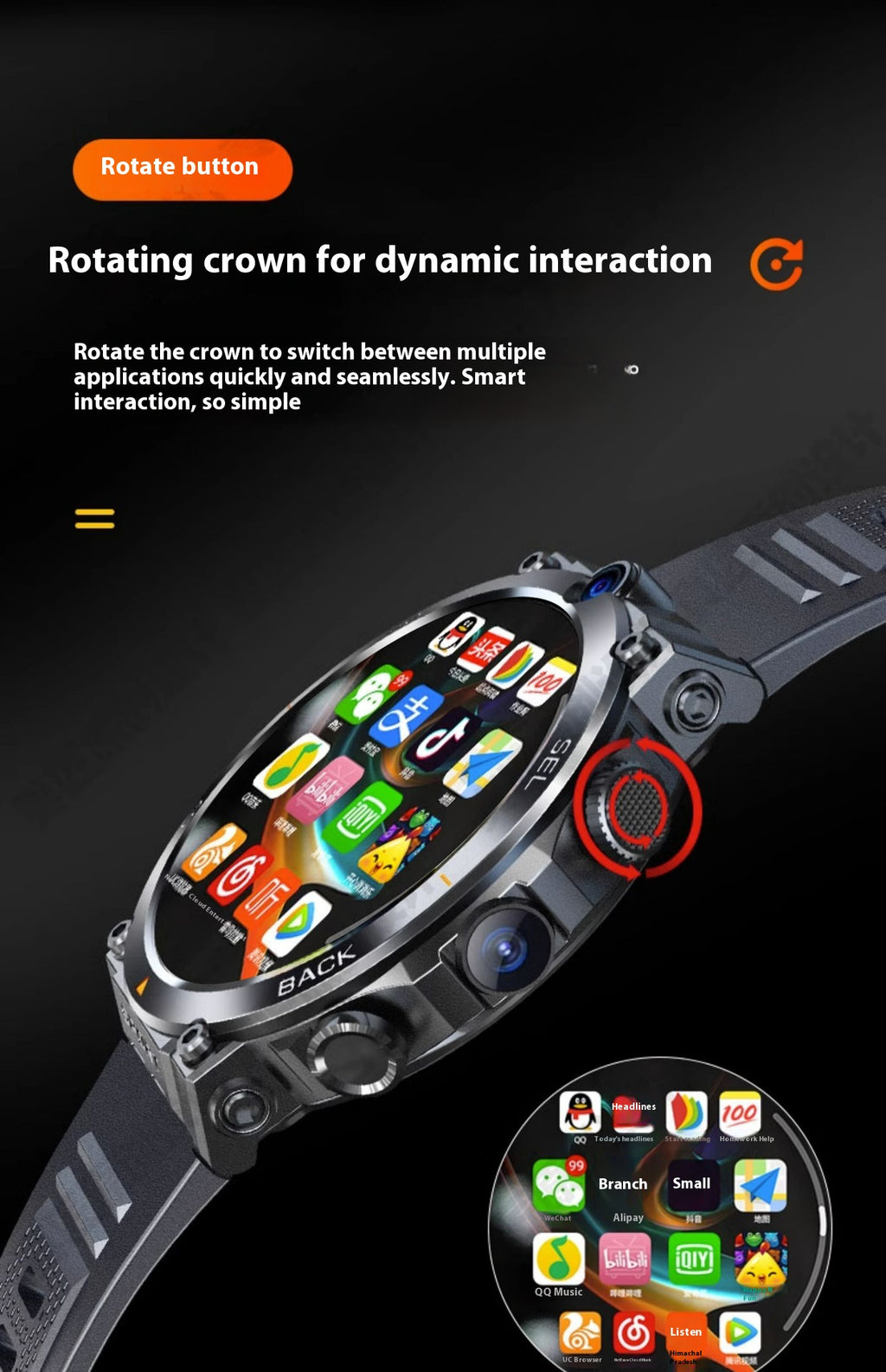 H10 Multi-function Dual Camera Sports Smart Phone Watch