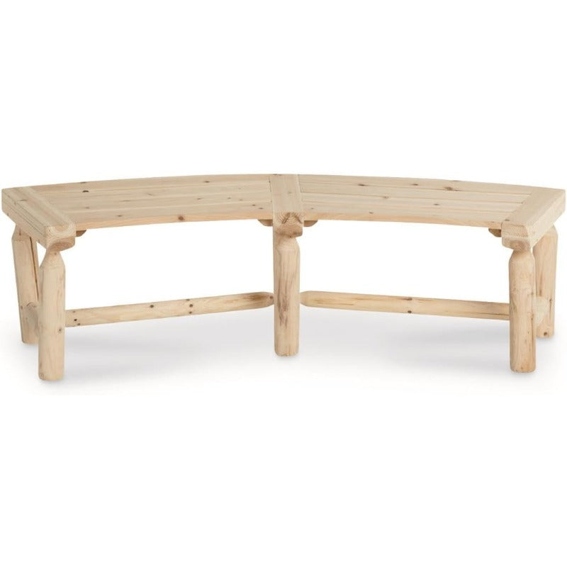 Curved Backless Softwood Outdoor Bench with Slatted Log-Style Seat in Brown or Natural-Look Finish — image 6