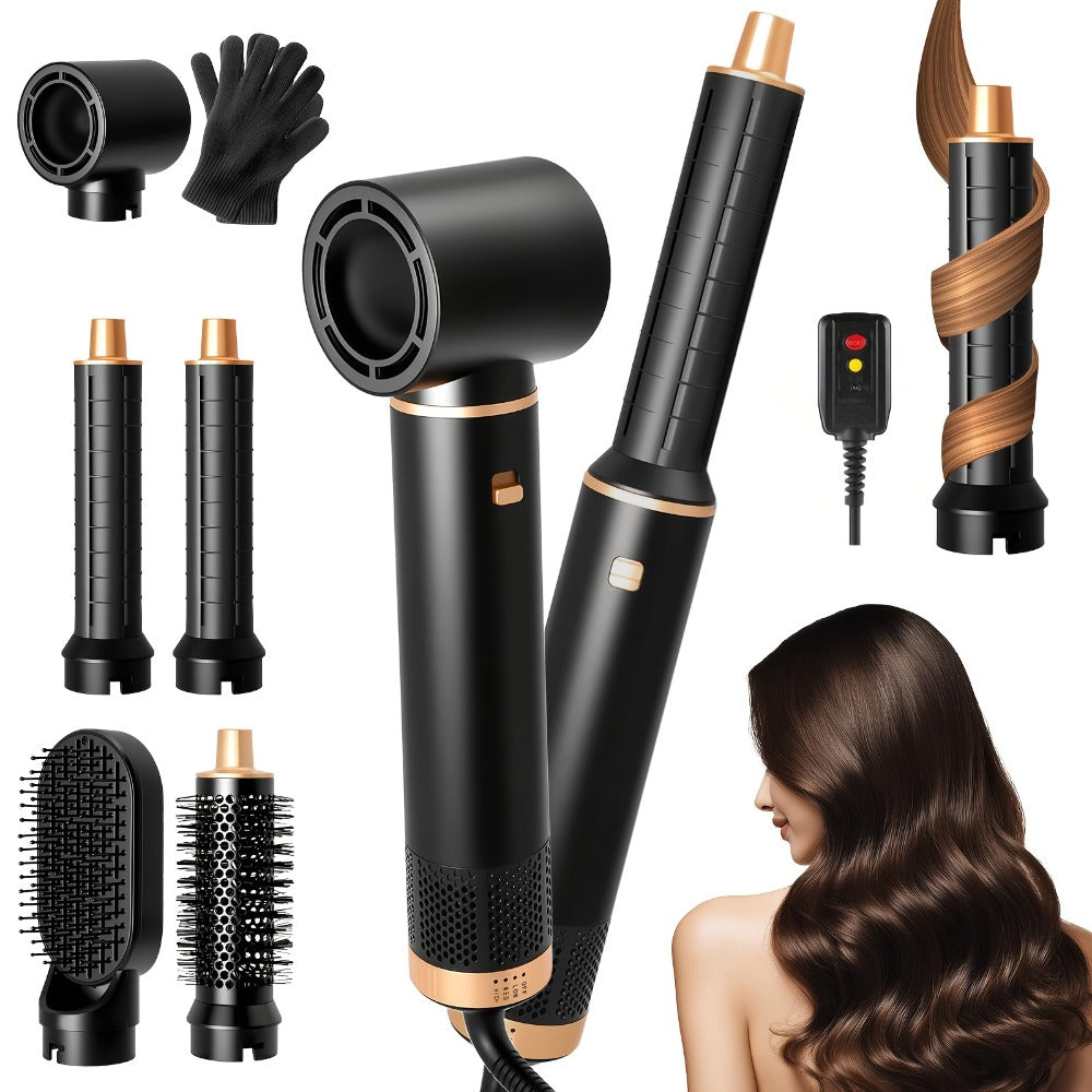 Hot Air Brush 5-in-1 Hair Dryer Brush with Round Barrel, Blow Dry, Curl, Straighten & Add Volume — image 1