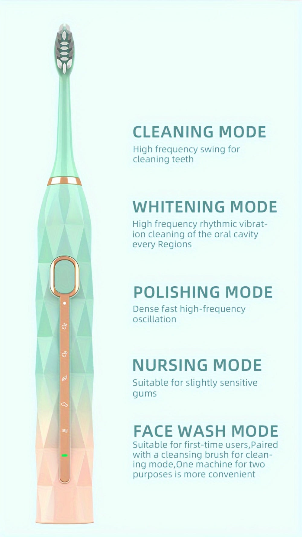 IPX8 Sonic Electric Toothbrush with 8 Replacement Brush Heads – Metal Shaft, USB Rechargeable 500mAh, Travel Case & Holder — 