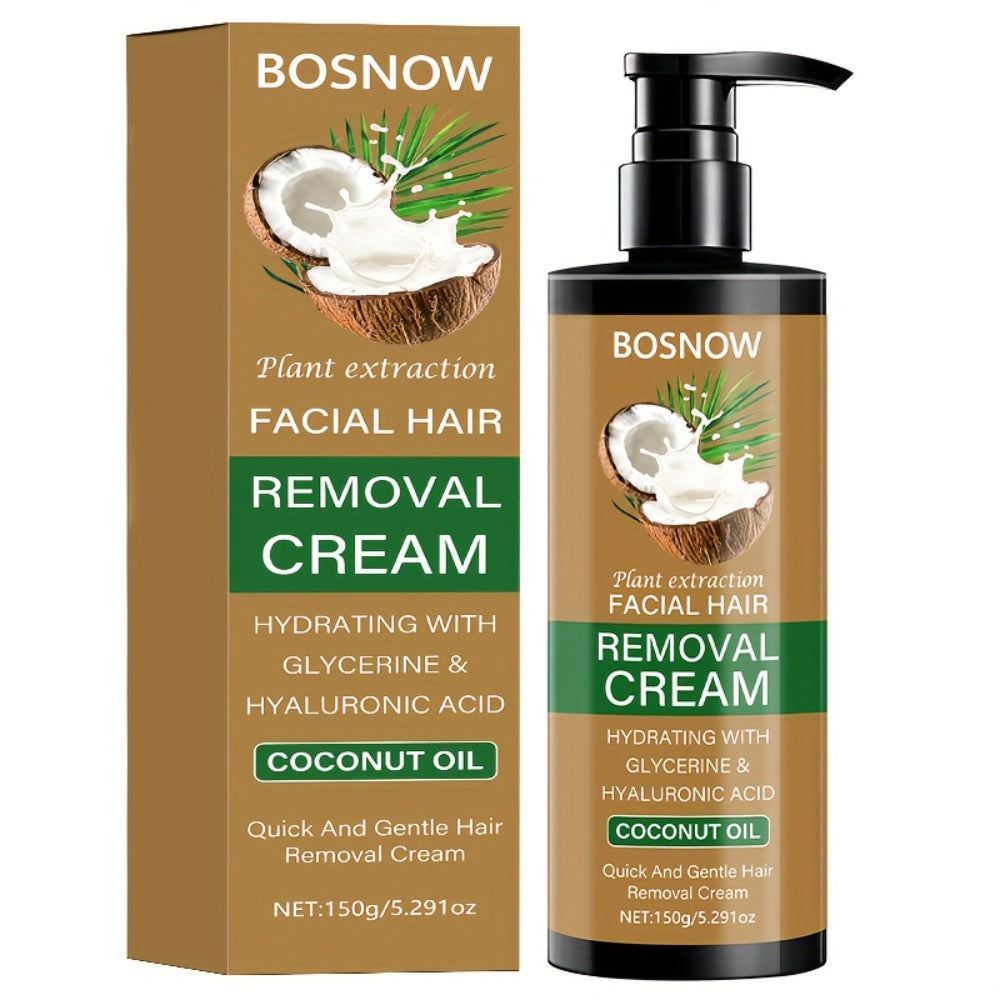 Hair Removal Cream BOSNOW 150g Coconut Oil Pump Bottle with Carton for External Body Grooming — image 3