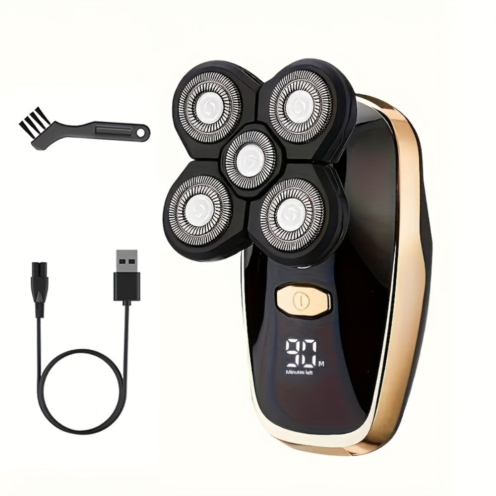 5-in-1 Electric Shaver Kit for Men Wet Dry Rotary Shaver – Bald Head Beard Nose Ear Trimmer with Digital Display — image 8