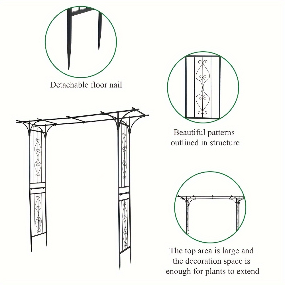 Flat Top Iron Garden Arch 16mm Tube Climbing Rose Trellis for Garden, Patio and Yard Use, with the Listed Configuration — ima