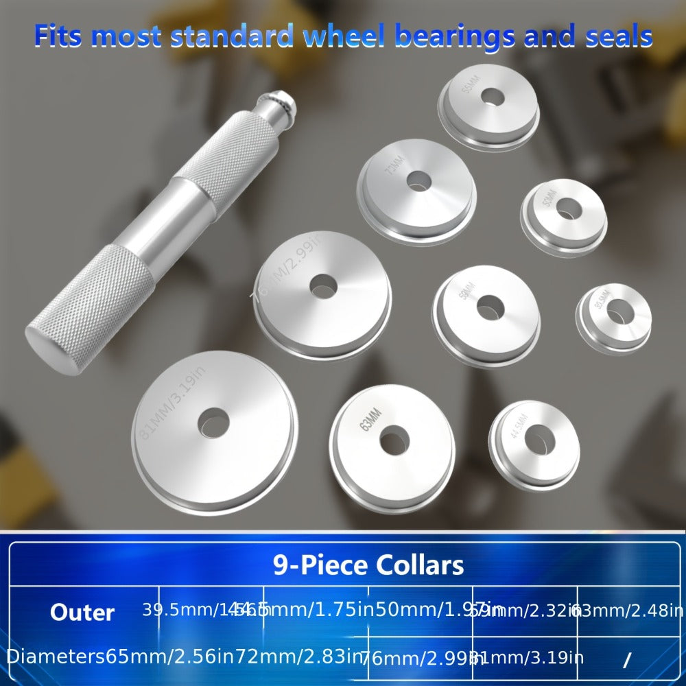 Bearing Press Kit 10-Piece – Bearing Race & Seal Bushing Driver Installation Set with 9 Double-Sided Adapters for Automotive 