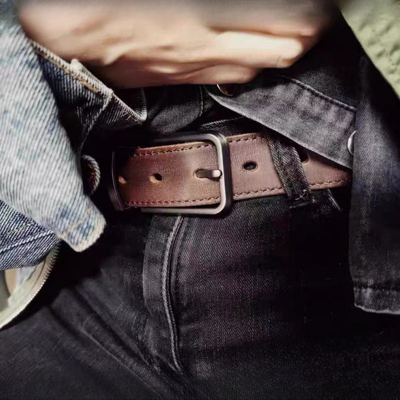 Men's Vintage Genuine Leather Belt With Pin Buckle