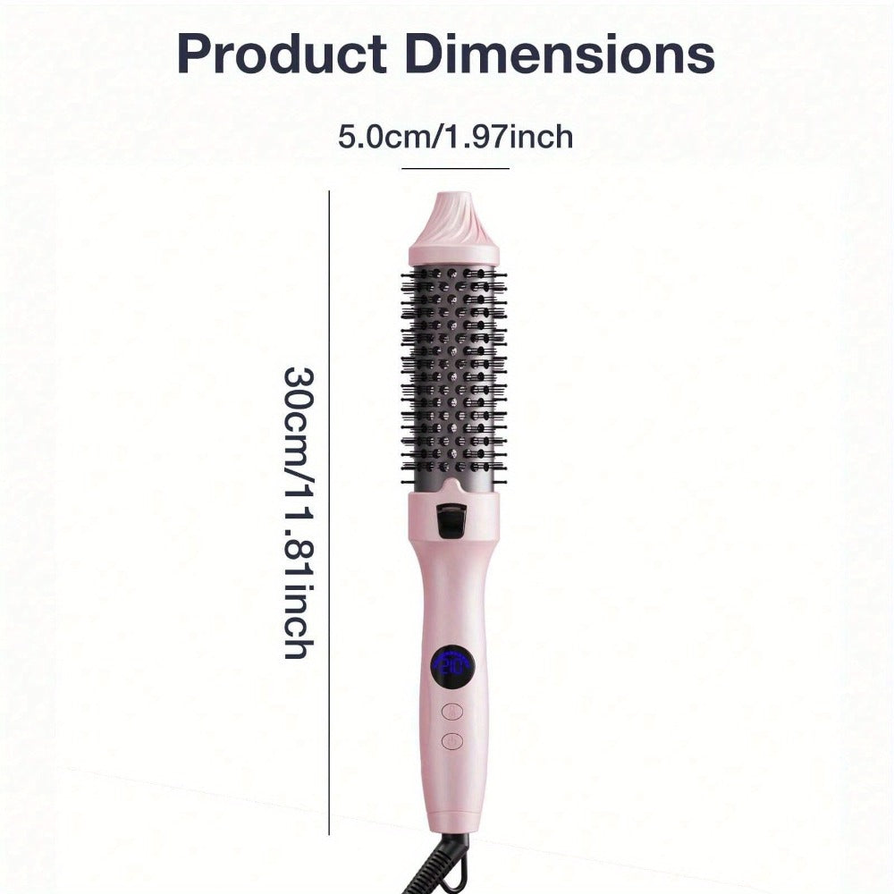 2-in-1 Hot Air Brush Straightener & Curler with Negative Ion Technology, Frizz-Free Blowout Brush with Adjustable Temp Contro