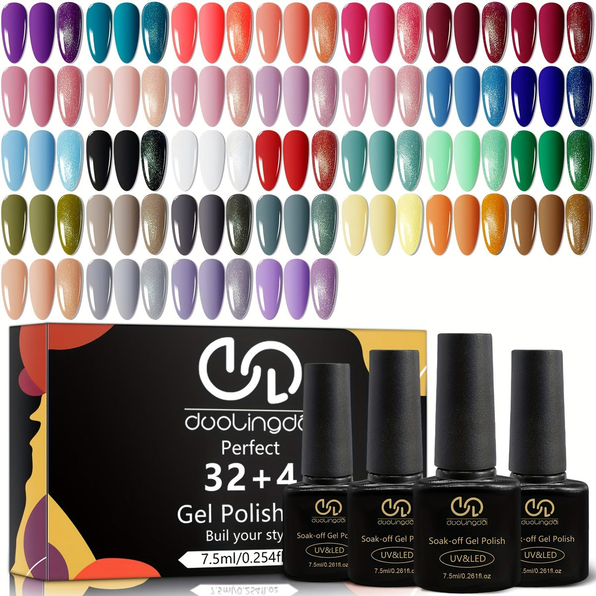 Gel Nail Polish 36-Piece Kit with 32 Colors, Base Coat and Three Top Coat Finishes for Home and Salon Use — image 11