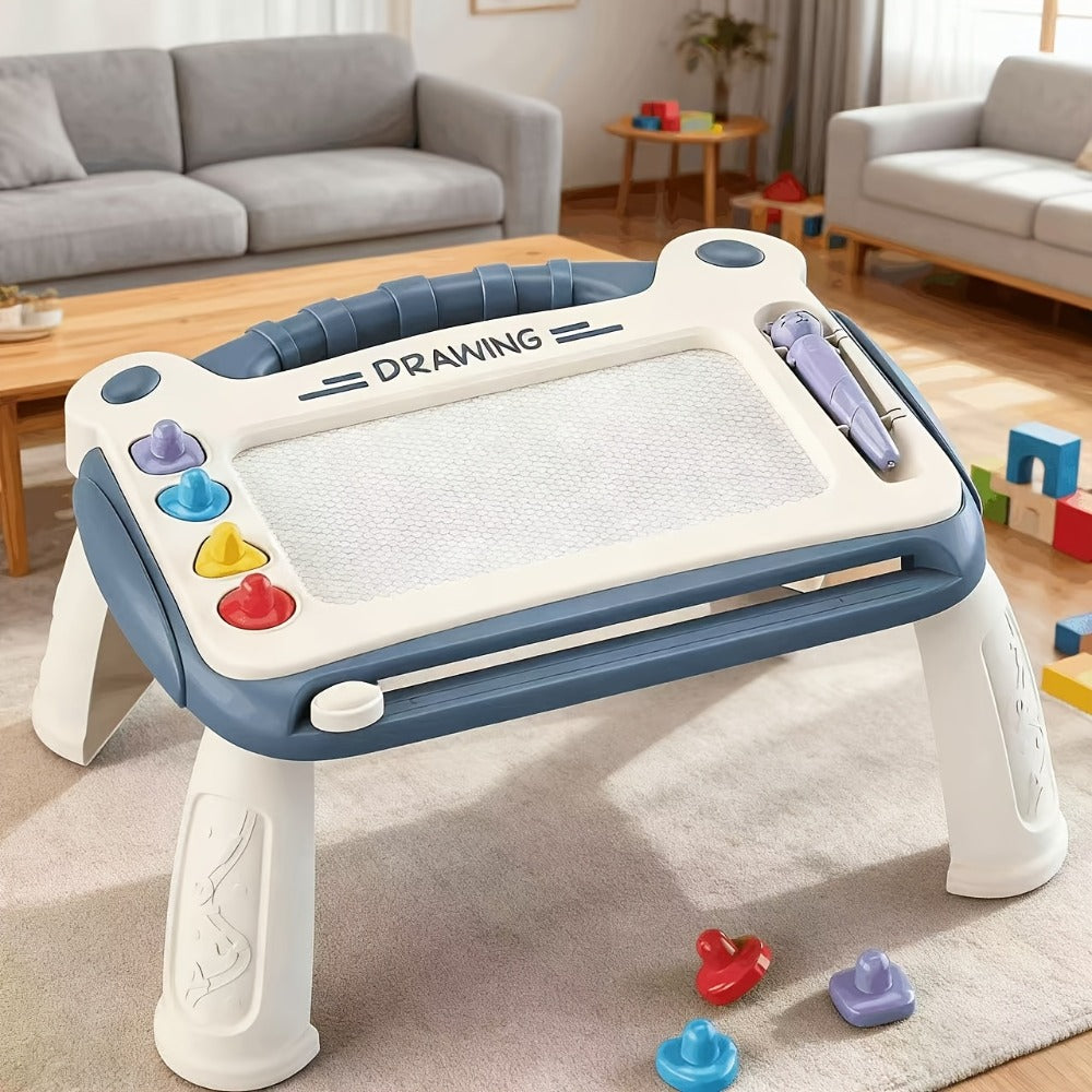 Kids Drawing Board Toy 3-in-1 with Stamps Brush Stand – Magnetic Doodle Art Set for Toddlers Boys Girls Ages 3+ Birthday East