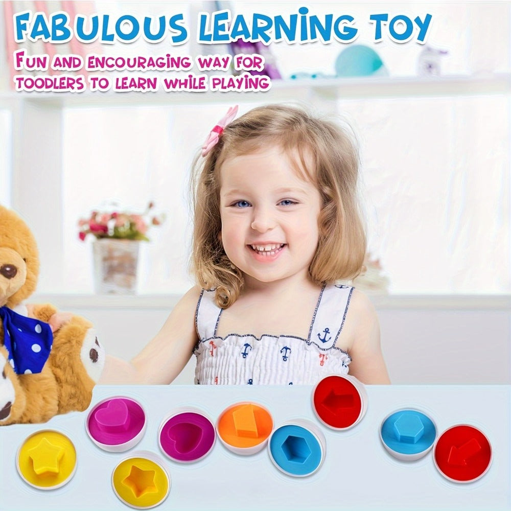 Color & Shape Matching Eggs Toy for Toddlers, Montessori Sorter Puzzle Set, Sensory Early Learning Fine Motor Skills Toy — im