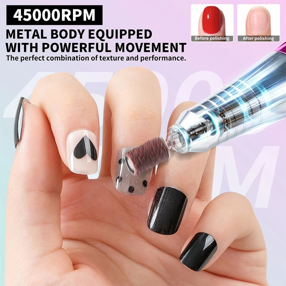 45000RPM Cordless Nail Drill Machine, Rechargeable Professional Electric Efile for Acrylic & Gel Nails — image 5