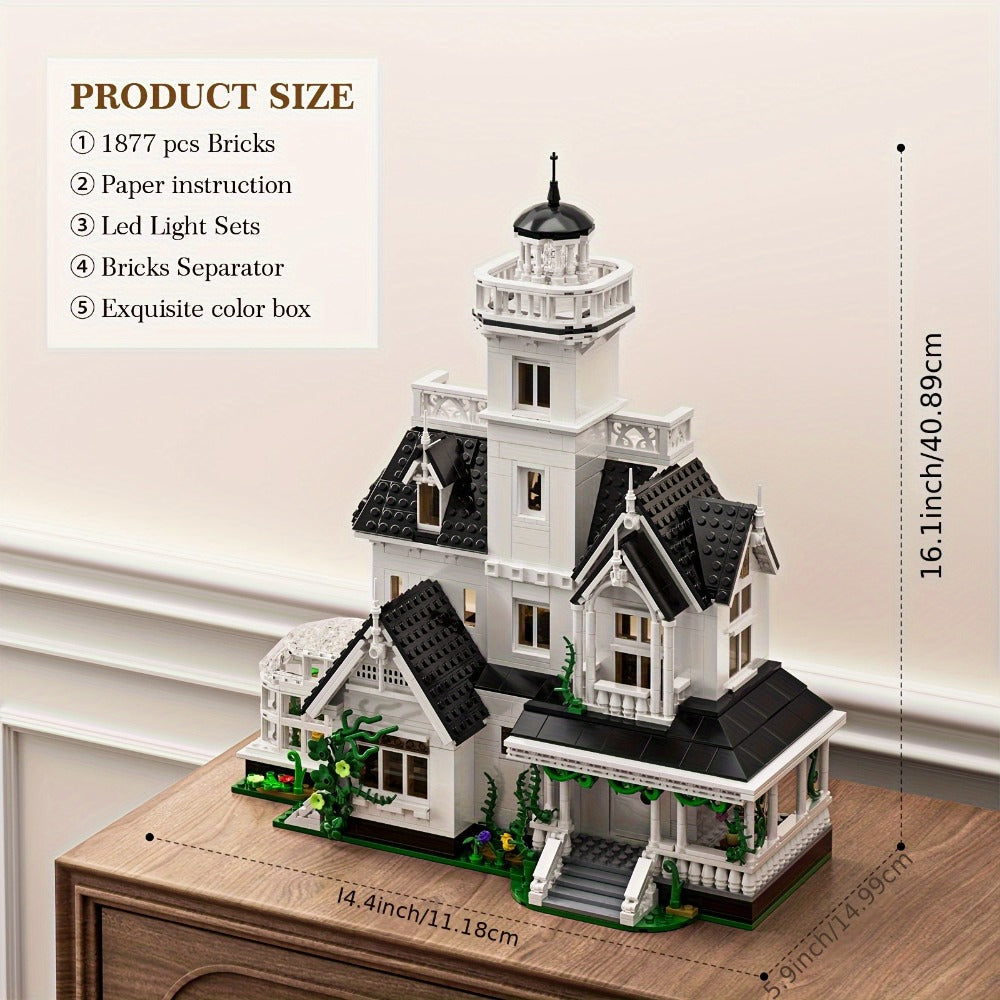 Building Block Set Owen's House with 1877 Pieces, Three-Level Tower, Porch, Conservatory and Lighting — image 3
