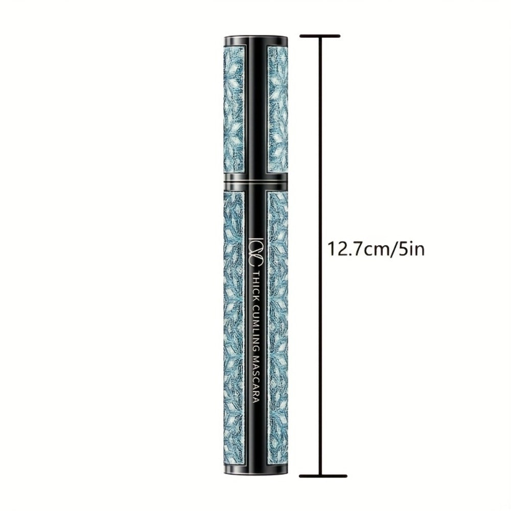 Black Mascara Three-Piece Set in Tall Silver Crystal-Pattern Tubes with Straight Black Bristle Wands — image 6