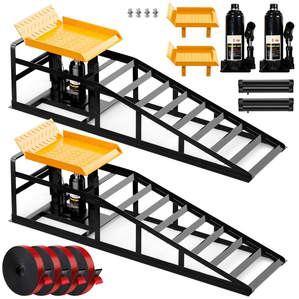 Hydraulic Car Ramps 2-Pack 10000 LB Heavy Duty Vehicle Lift Ramp Adjustable Height 9.84-14.96 Inch for Oil Change Undercarria