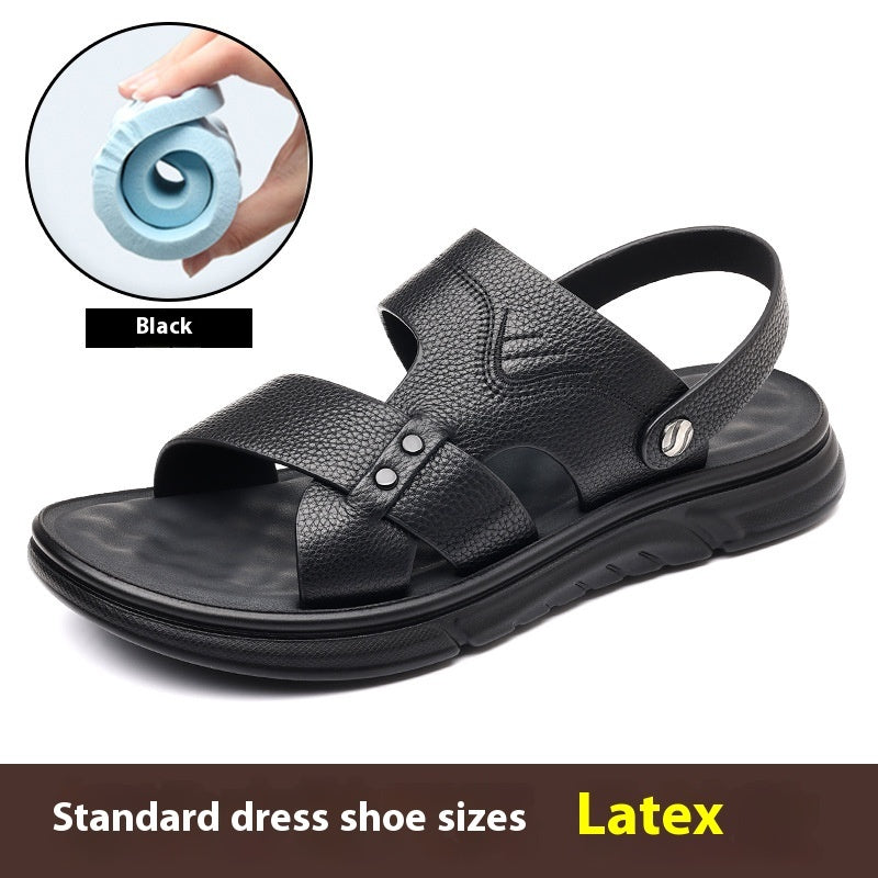 Men's Breathable Genuine Leather Beach Shoes Casual Soft Bottom Middle-aged And Elderly