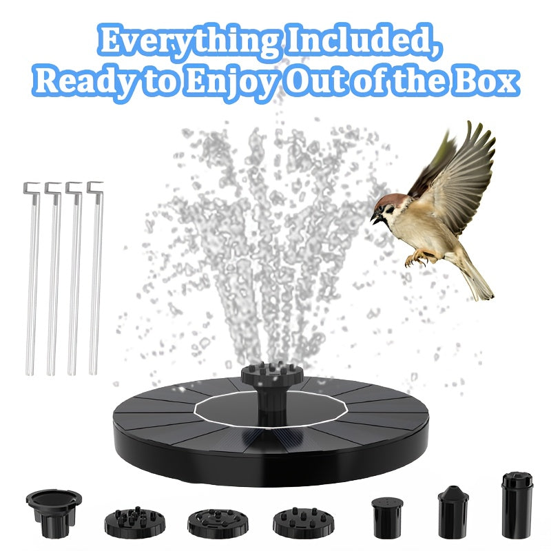 1.4W Solar Fountain Pump Kit with 16 cm Disc, Seven Spray Modes, Float Ring and Four Stabilizing Rods — image 2