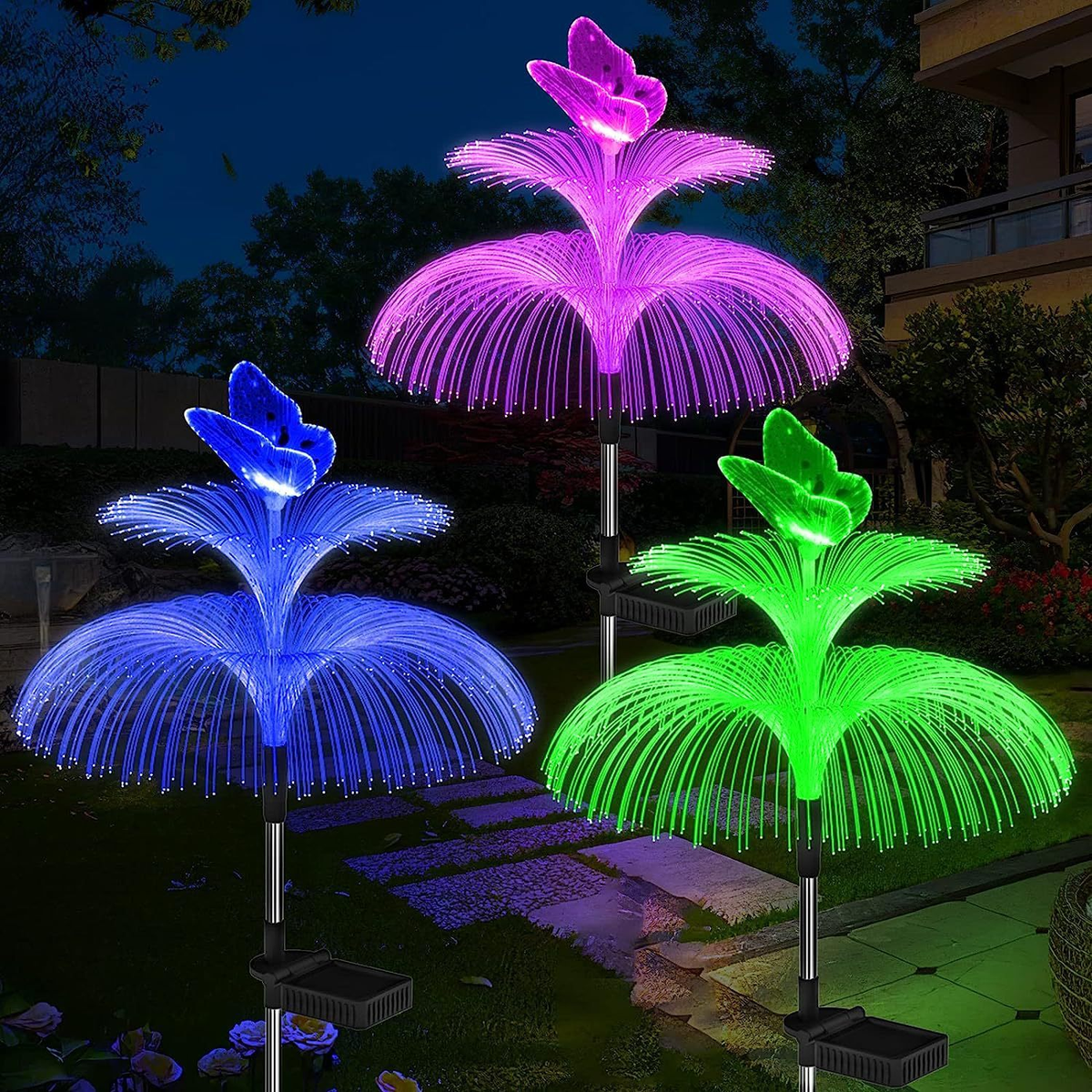 Solar Garden Lights Butterfly Jellyfish Stakes with Gradient Color Change in 2- or 4-Pack Sets — image 11
