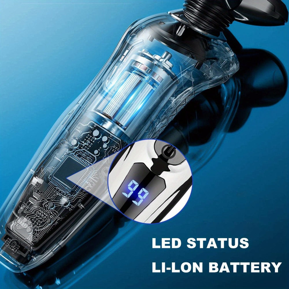 Electric Shaver for Men 3-in-1 Cordless Rechargeable 360° Floating Rotary – Beard Trimmer, Nose Hair Trimmer & Face Shaver wi