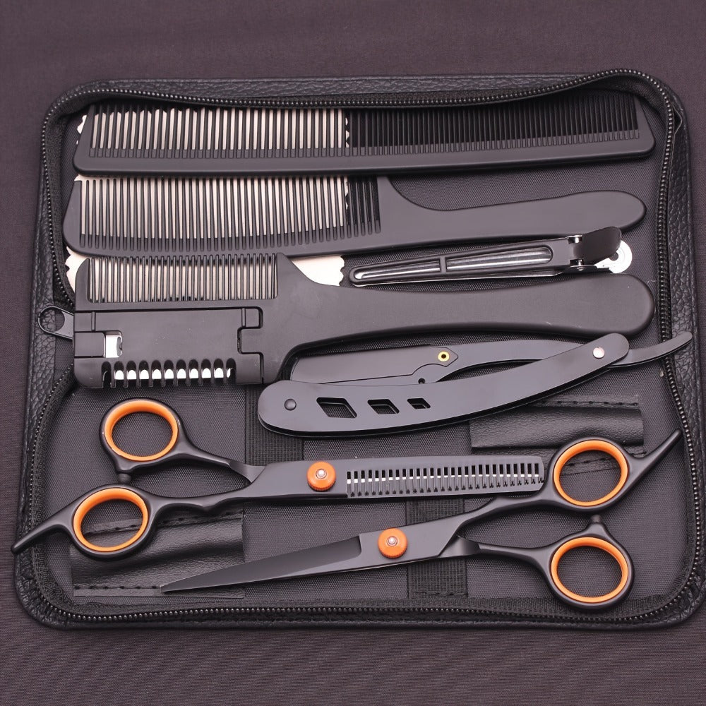 Hair Scissors Set 3 Pieces Japanese Steel – 6 Inch Thinning Shears, Razor Comb & Detangling Comb, Ambidextrous Texturizing Ki