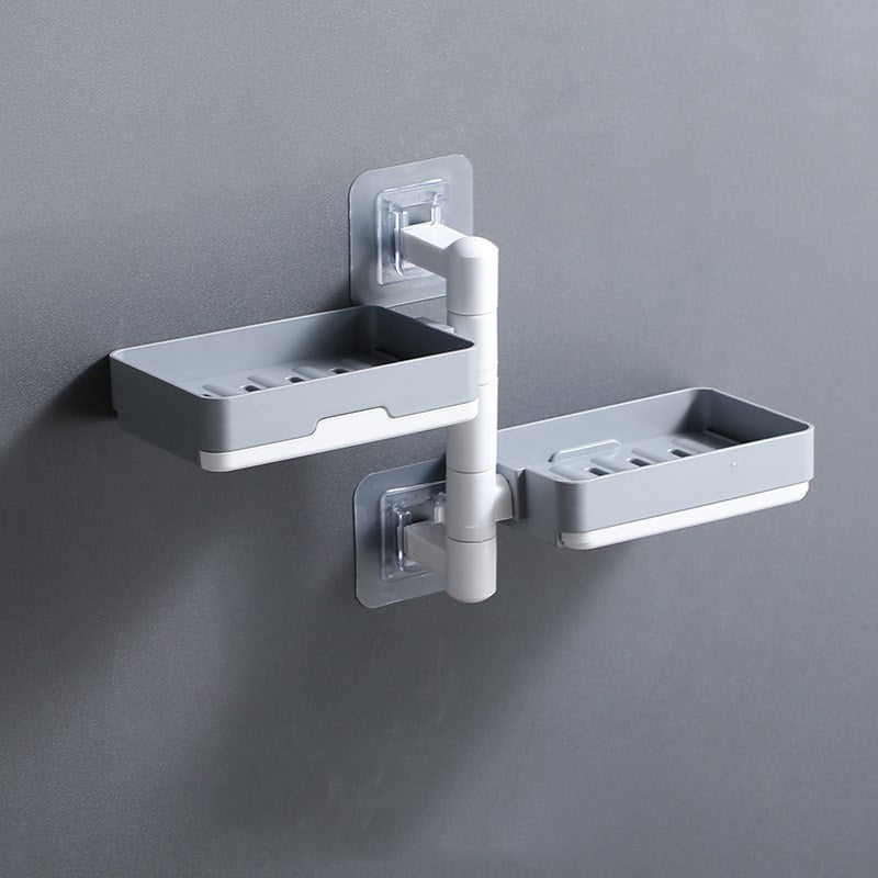 Wall-mounted non-perforated rotatable soap dish
