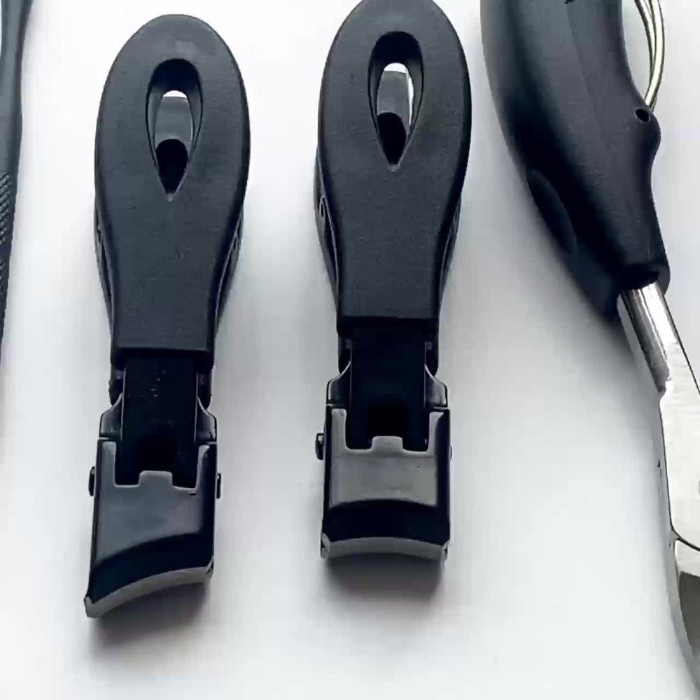 Wide-Jaw Nail Clipper Set, Five-Piece Black-Handle Kit with Straight, Concave and 45-Degree Slanted Tools — image 10