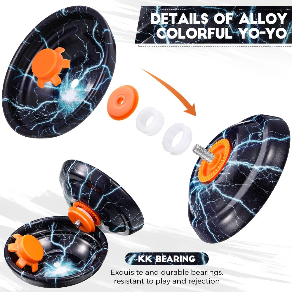 Metal Yoyo Ball 4 Pack Alloy Responsive Yoyo String Trick Toy for Beginners Kids Boys Adults Auto Return Technology Multi Sty