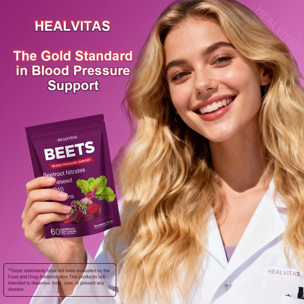 Beet Root Gummies for Blood Pressure & Heart Health with CoQ10 Vitamin B12 B6 Grapeseed Extract — image 9