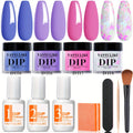 Dip Powder Nail Kit with YANYILIKE Label, Blue Lilac Pink Butterfly Glitter Powders and Three 10ml Liquids — image 9