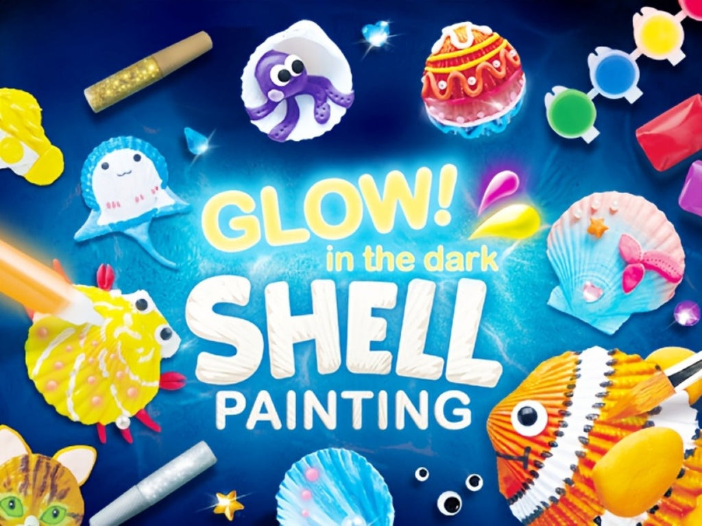 Seashell Painting Craft Kit with 12 Shell Forms, Glow-Labeled Paints, Brushes, Gems and Stickers — image 11