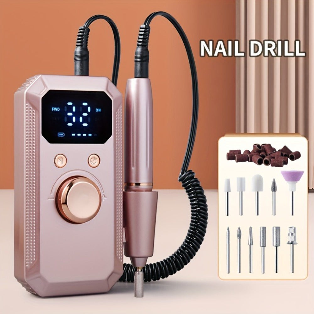 Electric Nail Drill Rechargeable Kit with Display, 11 Grinding Heads, 20 Sanding Rings and Three Colors — image 10