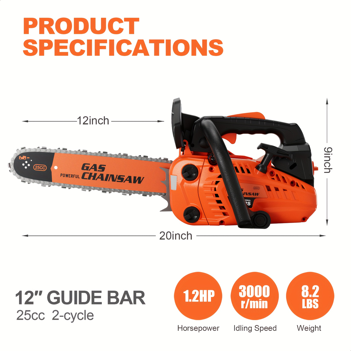 Mixed Gas Chainsaw Options with 12-Inch Compact Color Models and 20-Inch BlackRed Configuration — image 23