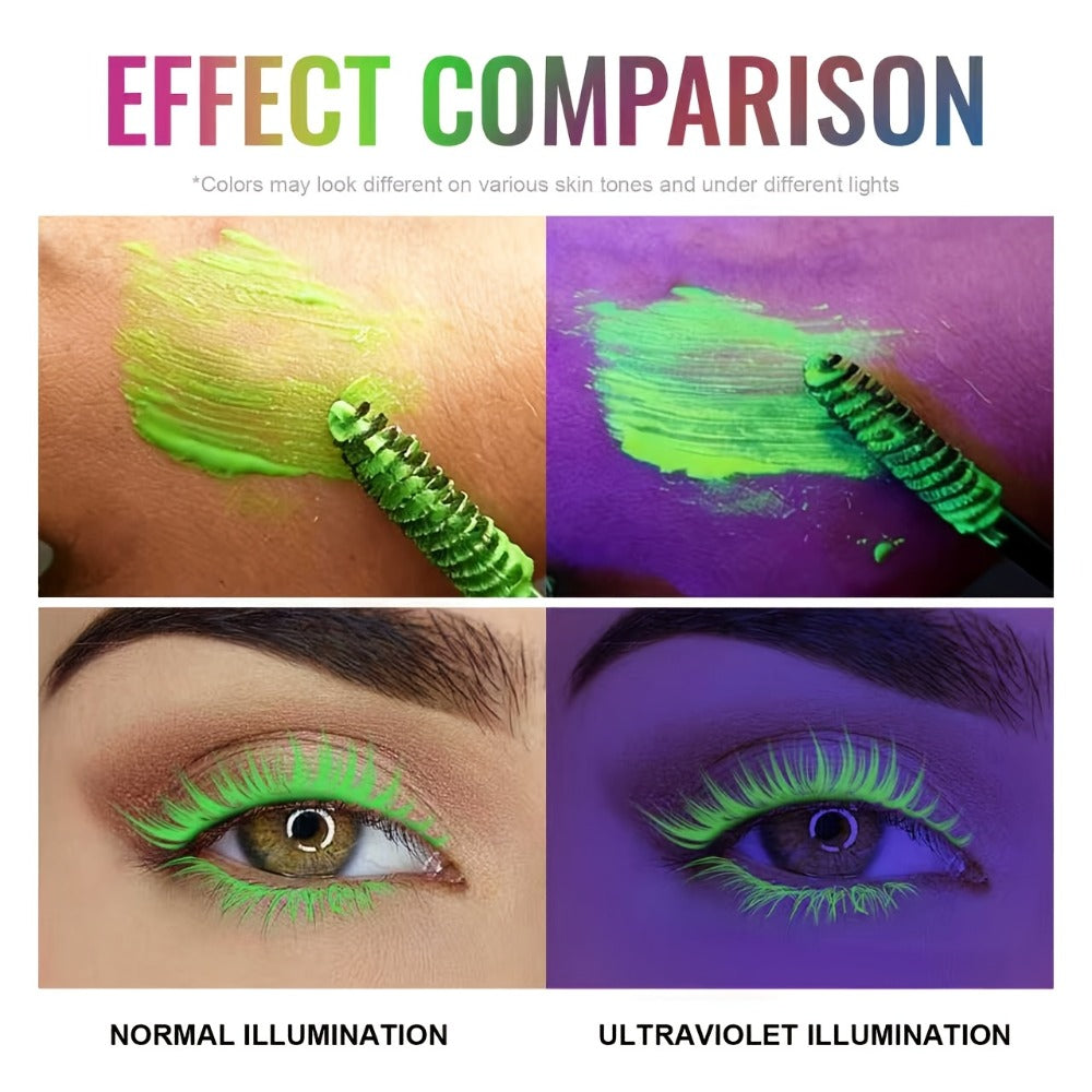 Colorful Mascara Set 6 Vivid Shades – Waterproof Smudge-Proof Curling Volumizing Lash Makeup, Purple Green Red Yellow Orange 