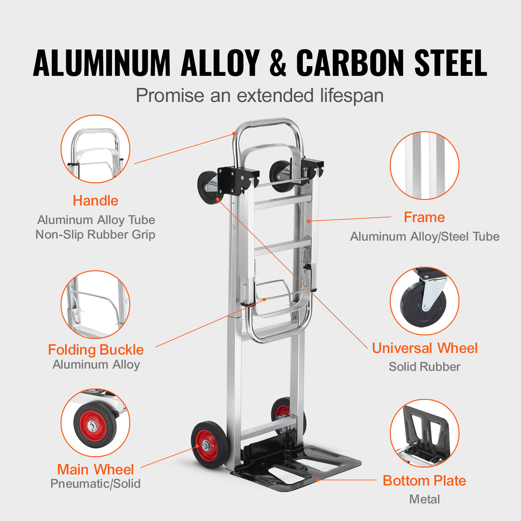 Convertible Folding Hand Truck and Platform Cart with 400 lb Platform and 250 lb Upright Load Labels — image 7